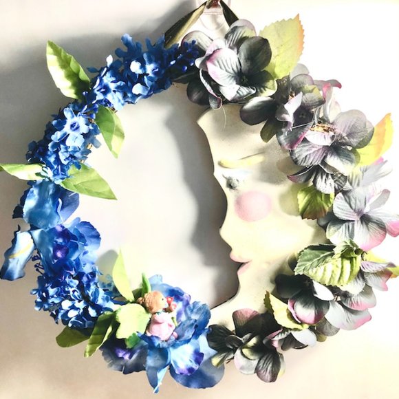 New Magical Fairy Wreath Fairy and Glow In The Dark Moon Made By Me! - Picture 3 of 7